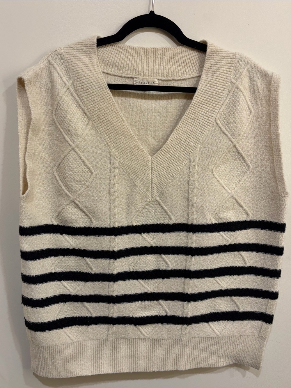 Oversized Cream Knit Sweater Vest